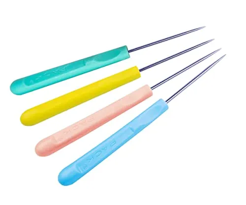 ZLKSKER (4er Pack) Leder Nähahle mit Kunststoffgriff, Perlenahle Reparaturwerkzeug