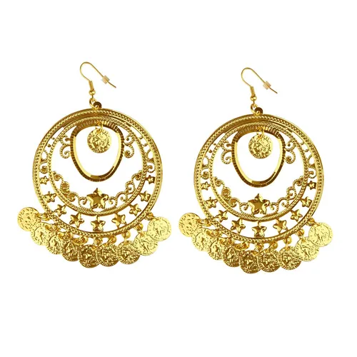 Bollywood Ohrringe Gold Damen Accessoire Ohrhänger Orientalischer Ohrschmuck