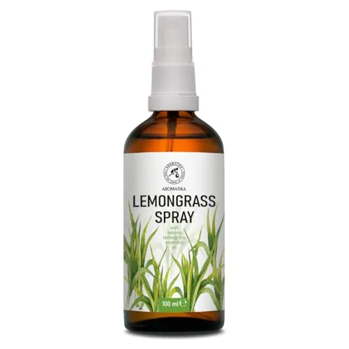Raumspray mit Lemongrassöl zur Lufterfrischung 100ml - Natürlicher Raumduft mit Naturreinem Ätherischem Lemongrasöl im Kissenspray - Wäschespray - Duftspray - Aromaspray Entspannung