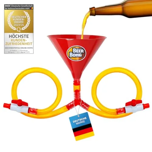 Bier-Bong Bier-Stürzer - Party-Trichter Getränke-Trichter Biertrichter mit Schlauch & Absperrhahn - JGA Saufmaschine Trinkspiel (Doppel)