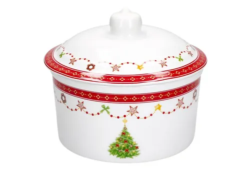 MamboCat Weihnachtstraum Gebäckdose 960ml - Keksdosen aus feinstem Porzellan mit festlichem Weihnachtsdekor | Ideal zur stilvollen Aufbewahrung von Plätzchen und Gebäck während der Feiertage | Spülmaschinengeeignet für einfache Reinigung.