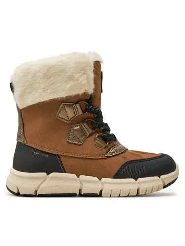 Geox J FLEXYPER Girl B AB Snow Boot, Whisky/Black, 34 EU - Wanderschuhe mit optimaler thermischer Isolierung, wasserundurchlässig und atmungsaktiv für besten Kälteschutz und Komfort bei jedem Wetter.