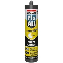 Soudal Fix All Turbo Montagekleber 290ml - vielseitig einsetzbar - Universeller Montagekleber für zahlreiche Materialien wie Holz, Metall und Glas. Ideal für Konstruktionen und Dichtungen, bietet starke Haftung und hohe Flexibilität.
