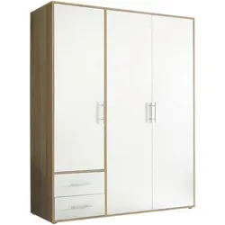 Stella Trading Kleiderschrank in Eiche Sonoma Optik, Weiß - 3-türiger Stauraumwunder - Kleiderschränke - Moderner 3-türiger Kleiderschrank mit viel Stauraum, ideal für Ordnung im Schlafzimmer. Leichte Montage und verschiedene Ausführungen für jeden Einrichtungsstil.