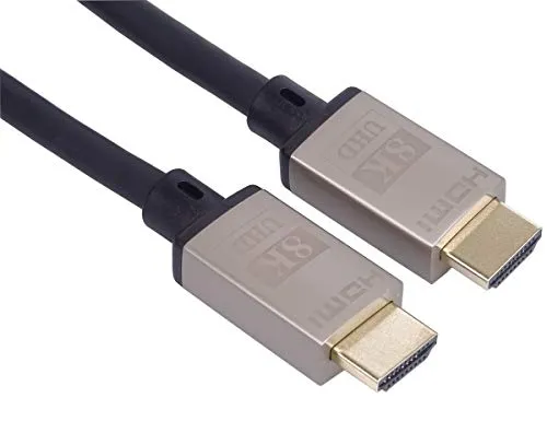 PremiumCord 8K Ultra High Speed ​​​​HDMI 2.1 M/M-Kabel, 48 Gbit/s mit Ethernet, 8K@60Hz-Videokompatibilität, Deep Color, 3D, eARC, HDR, 3x Abgeschirmt, Vergoldete Anschlüsse, Metallisch, 3 m