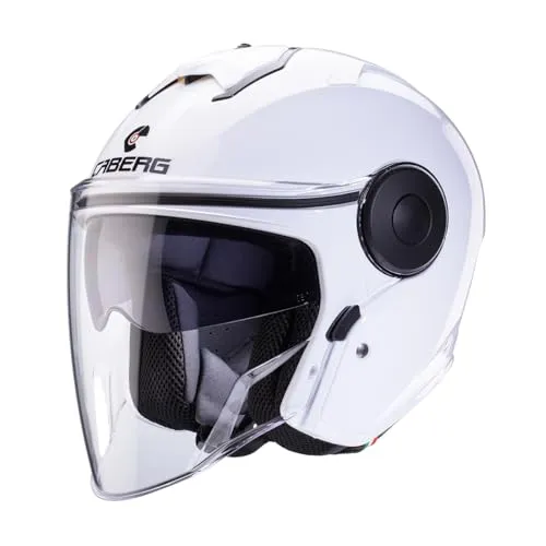 Caberg Soho Jethelm weiss metallic XS - Motorradhelm mit klassischem Design, ideal für Stadtfahrten und längere Touren. Ausgestattet mit kratzfestem Visier, integrierter Sonnenblende und hochwertiger Mehrschichtlackierung.
