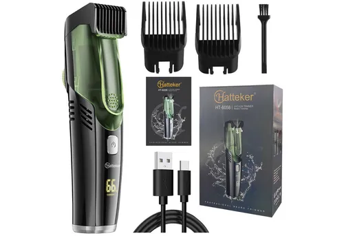 Scttomon Haarschneider HT-6058 - Bartschneider mit Vakuumfunktion - Haarschneider mit Vakuumtechnologie für sauberes Schneiden ohne Haarreste. IPX6 wasserdicht, 1-20 mm Längeneinstellung und 70 Minuten Akkulaufzeit – ideal für präzise Bart- und Haarschnitte.