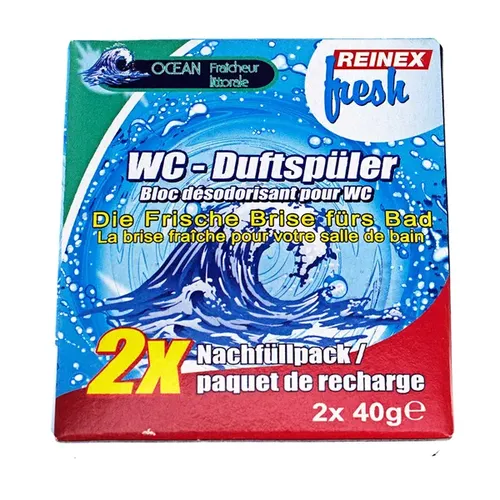 WC-Duftspüler Reinex FRESH Nachfüller 2 x 40 g Ocean die frische wochenlange Brise fürs Bad, Nachfüller 1048