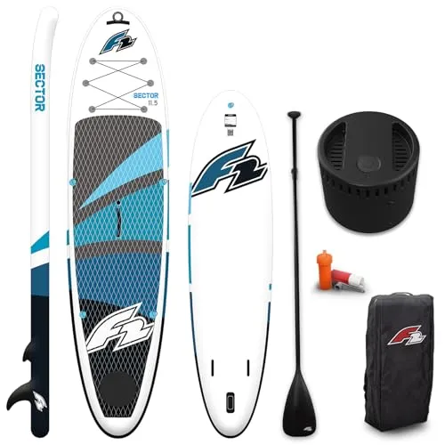 F2 Stand up Paddle Board Sector SMART SUP 10,5 Blau 2024/2025 - Boards für Stand-Up Paddling mit integriertem Smart Box-System für wasserdichte Aufbewahrung und leistungsstarker E-Pumpe für müheloses Aufblasen.