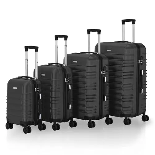 Juskys Hartschale Kofferset Rom - 4-teiliges Reisekoffer Set mit Zahlenschloss, 360° Rollen und schlagfestem ABS-Kunststoff, ideal für jede Reise