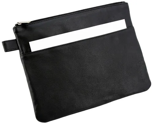 Alassio Banktasche/Utensilientasche mit Vortasche Leder schwarz