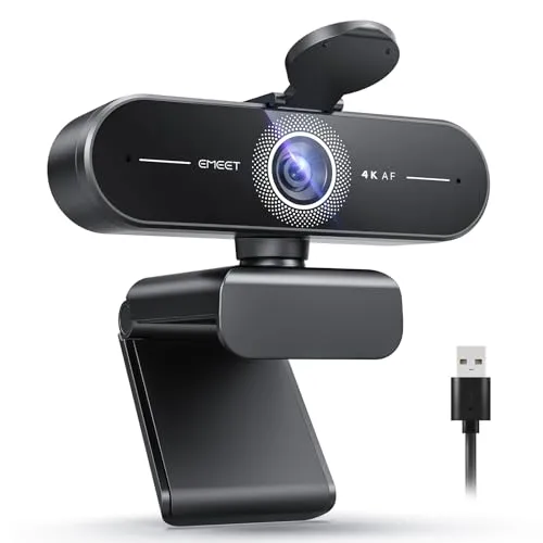 Produktbild EMEET C60E 4K Webcam für Streaming & Gaming, PDAF-Autofokus, Dual-Mikrofone, Live-Streaming-Kamera mit automatischer Lichtkorrektur, Plug&Play USB Webcam für PC & Mac