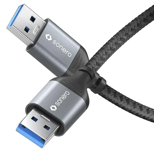 Produktbild Sonero® USB-A auf USB-A Datenkabel, Verbindungskabel, Kabel Typ A, 3.0, 5GB/s, space grey/schwarz, 1,00m