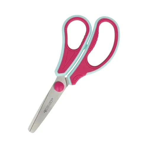 Westcott GRIPEEZE Kinderschere Pink Rechtshänder | Schere mit ergonomischem Griff für Vorschulkinder | Bastelschere 14 cm ideal für Kinderhände | Sicherheit durch abgerundete Spitze | E-21571 00
