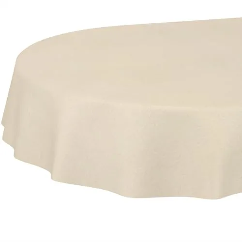 Tischdecke abwaschbar Tischtuch Tafeldecke Tischwäsche Leinen Baumwolle Leinenoptik Wasserdicht Pflegeleicht Fleckenschutz Oval 200x140cm Natur