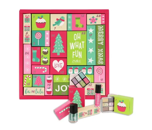 Beauty Adventskalender Puzzle Oh What Fun - 12-teiliges Make-up Set mit Lidschatten, Nagellack und Rouge, perfekt für die festliche Saison und kreative Looks