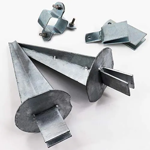 Aquagart 2-Eck-Strebenset für Z Profil Zaunpfosten I Eckstrebe für Forstzaun Wildschutzzaun & Co I Verstrebungsset mit jeweils 2x Erdteller 2x Kappen für Zaunpfosten 1x Pfosten Schelle mit Schrauben