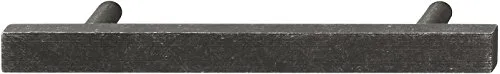 Schubladengriff Küchen-Schrank Möbelgriff Antik Sockelgriff Vintage - FEMA | Küchen-Griff Eisen Used-Look schwarz | Bohrabstand: 128 mm | 1 Stück - Schranktür-Griff im Landhaus-Stil mit Schrauben