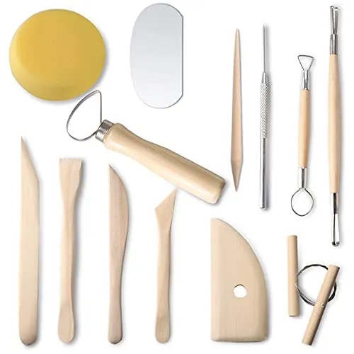 Nuts OT nuts 13 Stück Töpferwerkzeug Set Keramik Werkzeug DIY Grabstichel Kit Töpfer Polymer Clay Sculpting Ton Tools Modellierwerkzeuge Set für Modellbau Schnitzarbeiten Kerzenherstellung