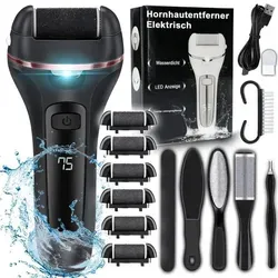Hornhautentferner, Elektrischer Fußschleifer mit 2 Geschwindigkeiten und 6 Schleifköpfen, 16-teiligem Set für abgestorbene, LED-Smart-Display Retoo