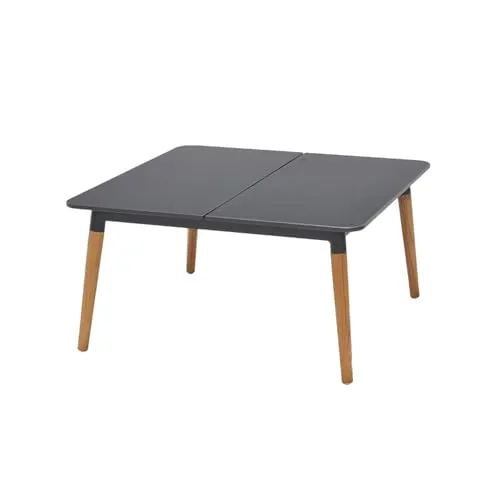 Riess Ambiente Outdoor Beistelltisch Ipanema 80 cm anthrazit Aluminium Teakholz wetterfest Gartentisch Balkontisch Terrassentisch Tisch Aluminiumtisch