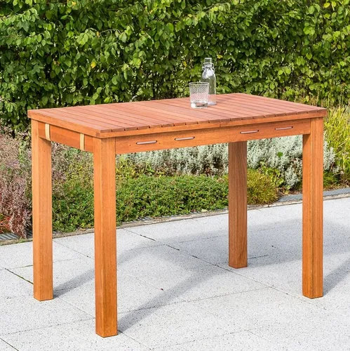 MERXX Klappbarer Gartentisch 60x100 cm beige - Gartentisch aus Massivholz, klappbar und ideal für Balkon oder Terrasse. Mit robustem Gestell aus Akazie Eukalyptus und einer praktischen Selbstmontage.