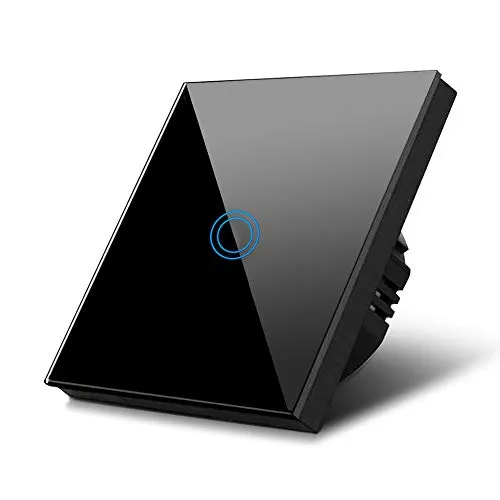 Maclean MCE702B Touch Lichtschalter Wandschalter Glas Schalter mit farbwechsel LED Hintergrundbeleuchtung Einbauschalter 85x85mm (1-Fach Rund, Schwarz)