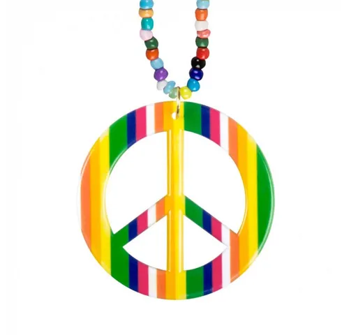 Boland Kostüm Hippie Halskette Happiness mit Perlen, Bunt