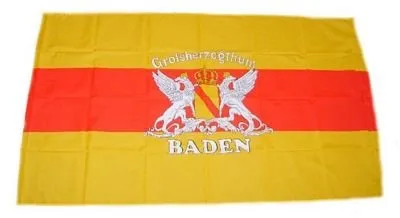 FahnenMax Fahne/Stockflagge Großherzogtum Baden Wappen Schrift 30 x 45 cm Flagge