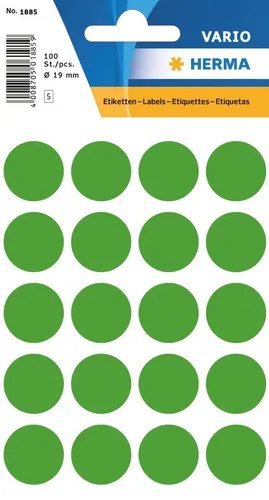 HERMA 1885 Punktaufkleber - 100 selbstklebende grüne Markierungspunkte, ideal für Kalender, Basteln und Präsentationen, umweltfreundlich und FSC-zertifiziert