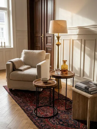 KADIMA DESIGN Satztisch Design Satztisch Massivholz Metall Beistelltisch 2er Set Klein (Metallgestell, Schmaler Sofatisch Ablagetisch), Couchtisch Set 2 Holz Tische, Massivholz Wohnzimmertisch