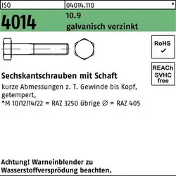 ISO 4014 Sechskant-Schaftschraube M16x190 - 25 Stück - Maschinenschrauben aus Stahl 10.9, galvanisch verzinkt für hohe Festigkeit und Korrosionsschutz, ideal für anspruchsvolle Anwendungen.