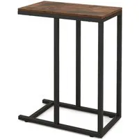 Costway C-Form Beistelltisch mit Metallgestell in Braun - Vielseitiger C-förmiger Beistelltisch für optimale Raumnutzung. Ideal für kleine Räume, perfekt unter Sofas oder Betten. Stabil und mit 30 kg Tragfähigkeit – ideal für Snacks oder Laptops.