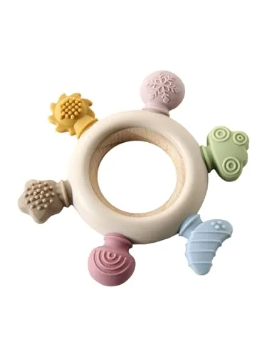 VERTBAUDET Sensorik-Beißring Baby Holz FSC® natur in braun von Vertbaudet