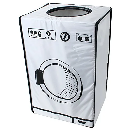 teprovo Wäschekorb faltbar bunter Wäschesammler mit Deckel Wäschesortierer Laundry Baskets Wäschebox Wäschetonne in Waschmaschinen Design 50L Weiß