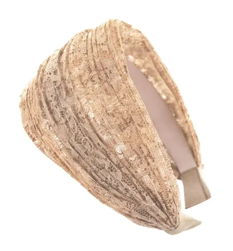 axy Breiter Haarreif Wunderschön Damen Stirnband Haarschmuck Haarreifen Hairband HR14 (Beige)