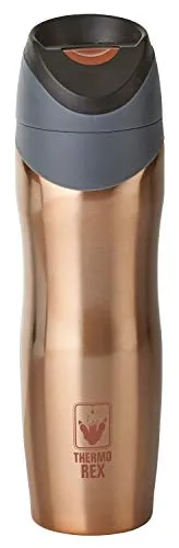 Thermobecher 450ml | Tee & Kaffee to go Becher in Roségold | Druckknopf
