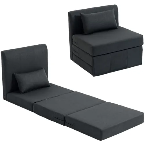Bodensessel 2-in-1 Klappbar Schlafsofa Dunkelgrau