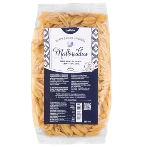 La Vela Malloreddus, Pasta, Bronzeformen, 500g, Traditionelle Nudel-Spezialität, hergestellt in Sardinien