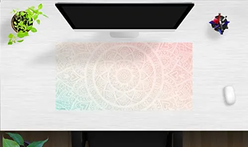 Schreibtischunterlage Mandala rot-grün in grün von coveryourdesk www.cover-your-desk.de