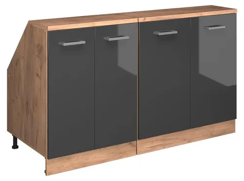 Vicco Unterschrank R-Line, Anthrazit Hochglanz/Goldkraft Eiche, 140 cm 2er Set