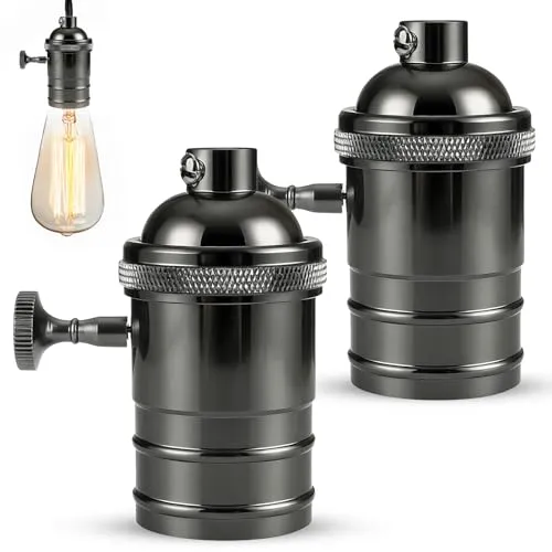 Stück Vintage E27 Lampenfassung, Edison E27 Kupfer Lampenfassung Schwarz Deckenfassung Fassung Socket Lampenfuß Retro Vintage Halter für Hängeleuchte Deckenleuchte Adapter Beleuchtung Sockel 2