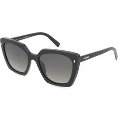 Prada PR23ZS Damen-Sonnenbrille - Stilvolles Acetat-Gestell in Schwarz - Sonnenbrillen mit eckigem Design, ideal für modebewusste Damen. Genießen Sie optimalen UV-Schutz und trendigen Look mit grauen Verlaufsgläsern.