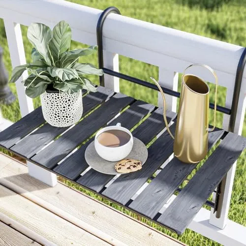 [en.casa] Balkonhängetisch Petäjävesi - Klappbarer Balkontisch für Geländer - Beistelltisch mit flexiblem Klappdesign, ideal für kleine Balkone. Er schafft Platz und ist einfach zu montieren, perfekt für gemütliche Stunden im Freien.
