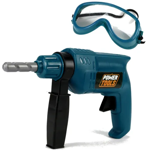 Bohrmaschine für Kinder mit Funktion Akkuschrauber Schutzbrille Schlagbohrer NEU