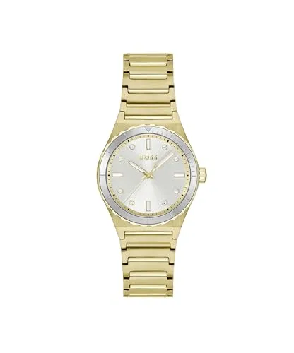 BOSS Quarzuhr CANDOR LADIES SPORT 1502789 - Elegante Damenuhr mit Edelstahlarmband und Glassteinen, spritzwassergeschützt und ideal für festliche Anlässe oder den Alltag.