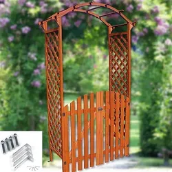 Mucola Rosenbogen mit Tür - Witterungsbeständiges Rankgitter - Spalier für Rosen und Pflanzen, witterungsbeständig, winterfest und UV-beständig, ideal für Gartenliebhaber. Einfache Selbstmontage inklusive Türen und Montagematerial.