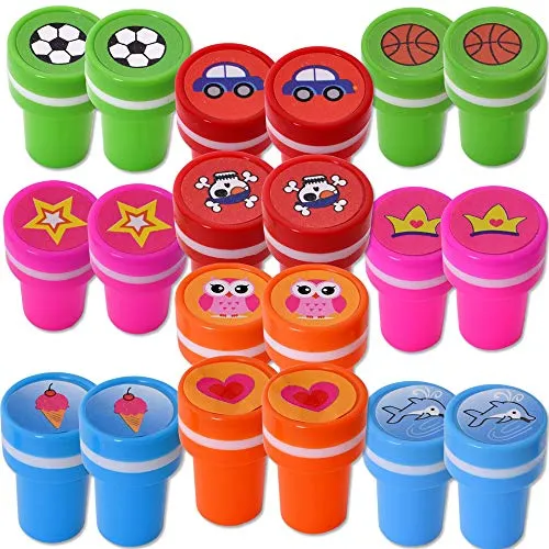 TE-Trend 20 Stück Stempelset Motivstempel Mitbringsel Deko Stempel Ministempel Freizeit Sport Kinder 10 Motive Mehrfarbig Sortiert