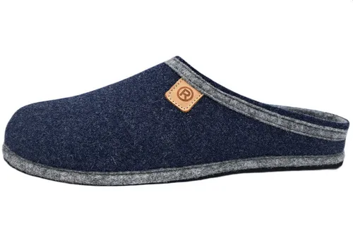 Rohde Herren Pantoffel Filz Hausschuh Meran 6910 - Größe 44, Blau - Bequeme Herren Hausschuhe aus weichem Softfilz, mit leicht gepolsterter Innensohle und flexibler Laufsohle für optimalen Komfort und angenehmen Auftritt.