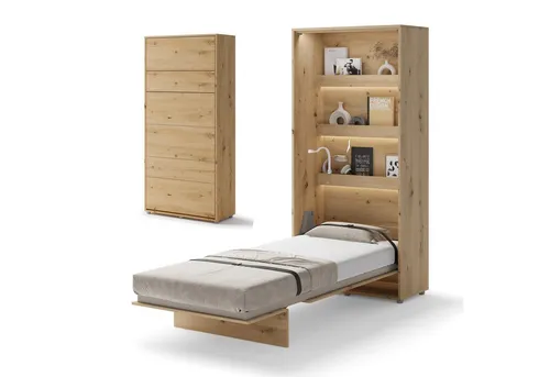Compleo Schrankbett Vertical Wandklappbett Lenart Bed Concept - Platzsparendes Vertical Wandklappbett für kleine Räume. Mit stabiler Konstruktion und praktischen Ablagen bietet es Komfort und Funktionalität für Ihr Zuhause.